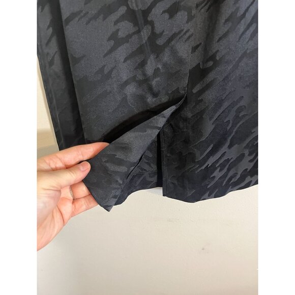 Retro Silk Animal Print Skirt Black 12 Classic Chic Preppy Neutral Minimalist - Picture 8 of 10